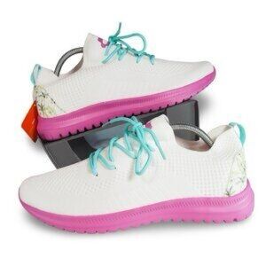 NWT Charly’s White and Pink Tropical Lightweight Women's Knit Sneaker